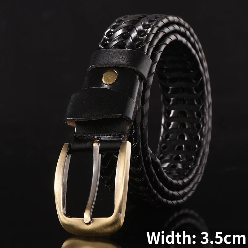 New Braided Belt Unisex Woven Belt Women Luxury Genuine Leather Cow Straps Hand Knitted Designer Men for Jeans Girdle Male Belts