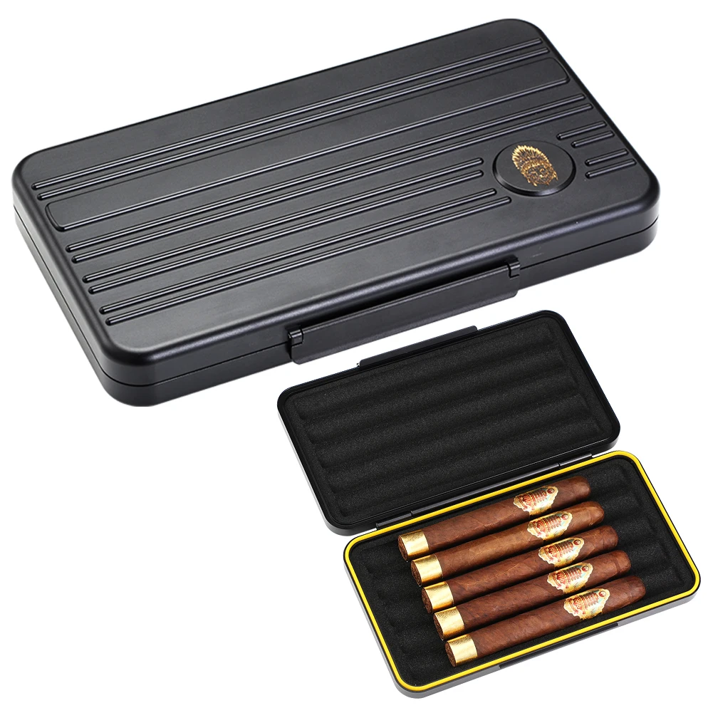 LUBINSKI Travel Cigar Case Tobacco Metal Pocket Smoking Accessories Gadgets For Men Pack Box Puro Humidor Charuto Case