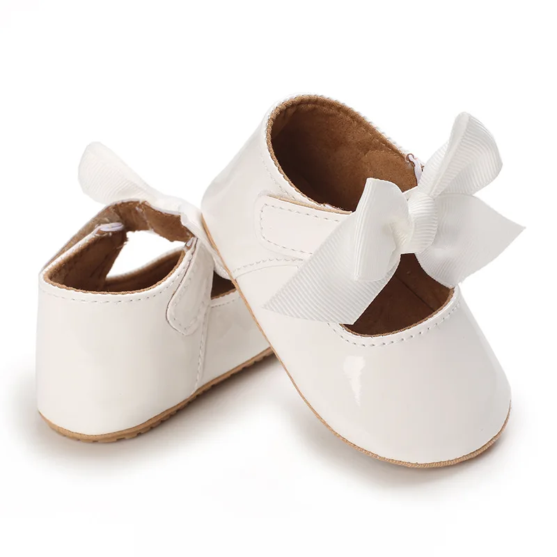 Yibubu Witte Babyschoenen Schattige En Royale Eenvoudige En Schattige Strik Ontwerp Zachte Zolen Indoor Loafers Geschikt Voor Lente En Herfst