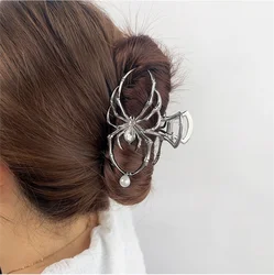 New fashion personality funny gothic spider hair clip halloween temperament pearl metal punk hair accessories accessories
