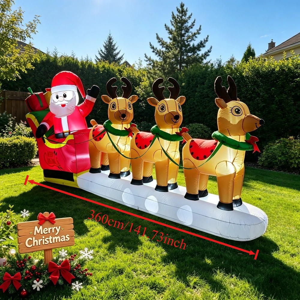Equipo de Trineo de Reno y Pap - Xmas Outdoor Lighting Decorations reseña y precio