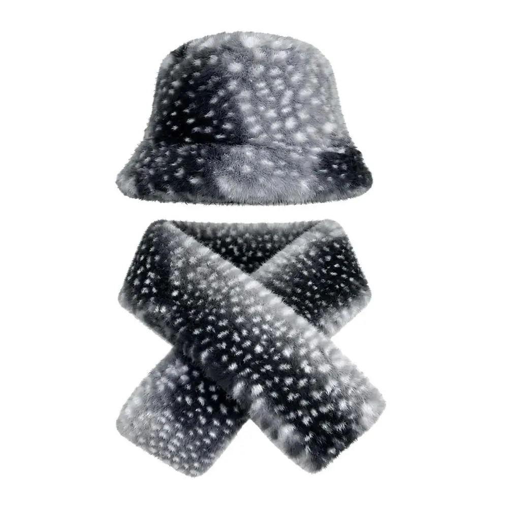 Fashion Faux Fur Winter Hat Scarf Set Thick Warm Ear Protection Winter Hat Scarf Fur Windproof Fisherman Hat Scarf Women