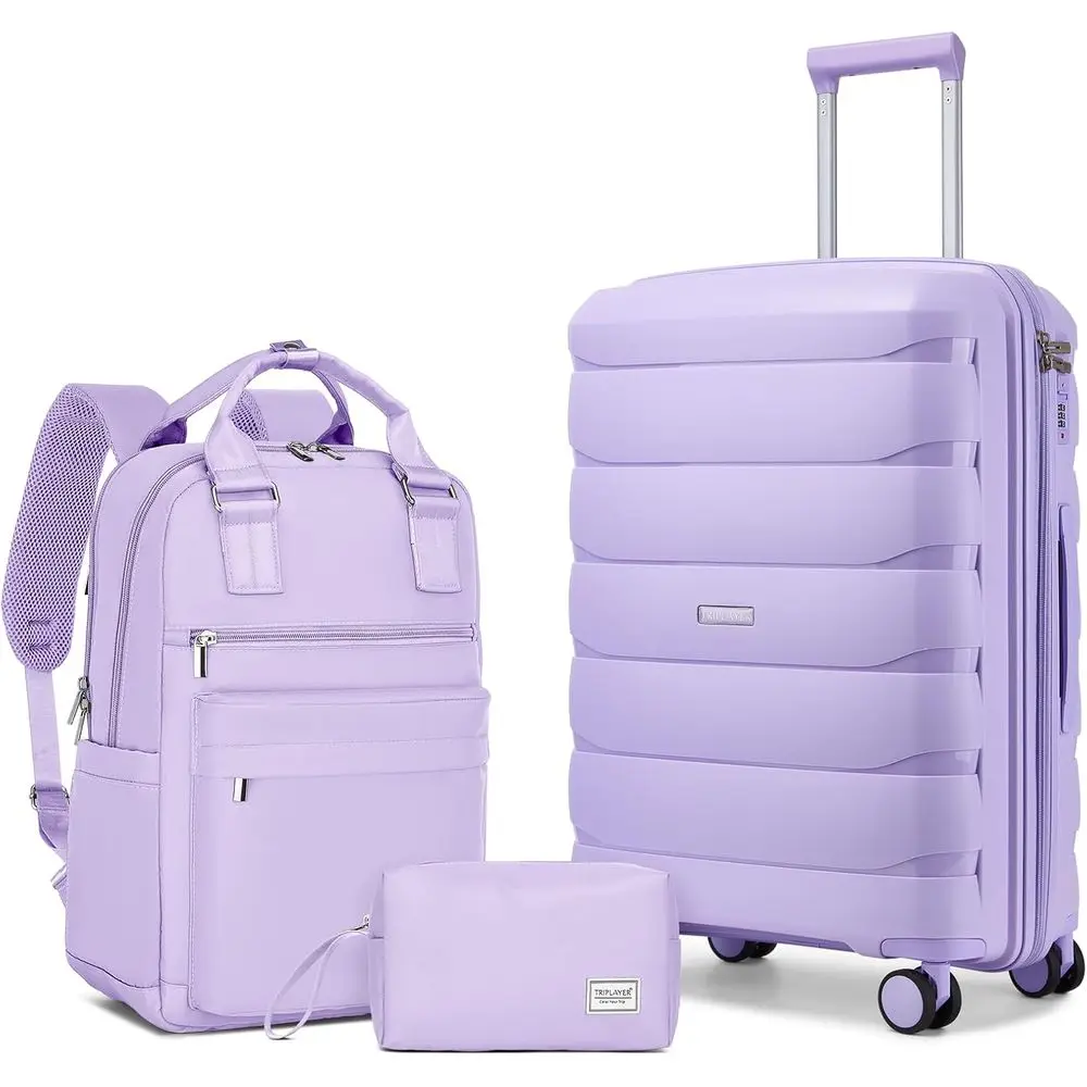 

22-дюймовый фиолетовый жесткий чемодан-спиннер для ручной клади, размеры 14x9, идеально подходит для авиаперелетов