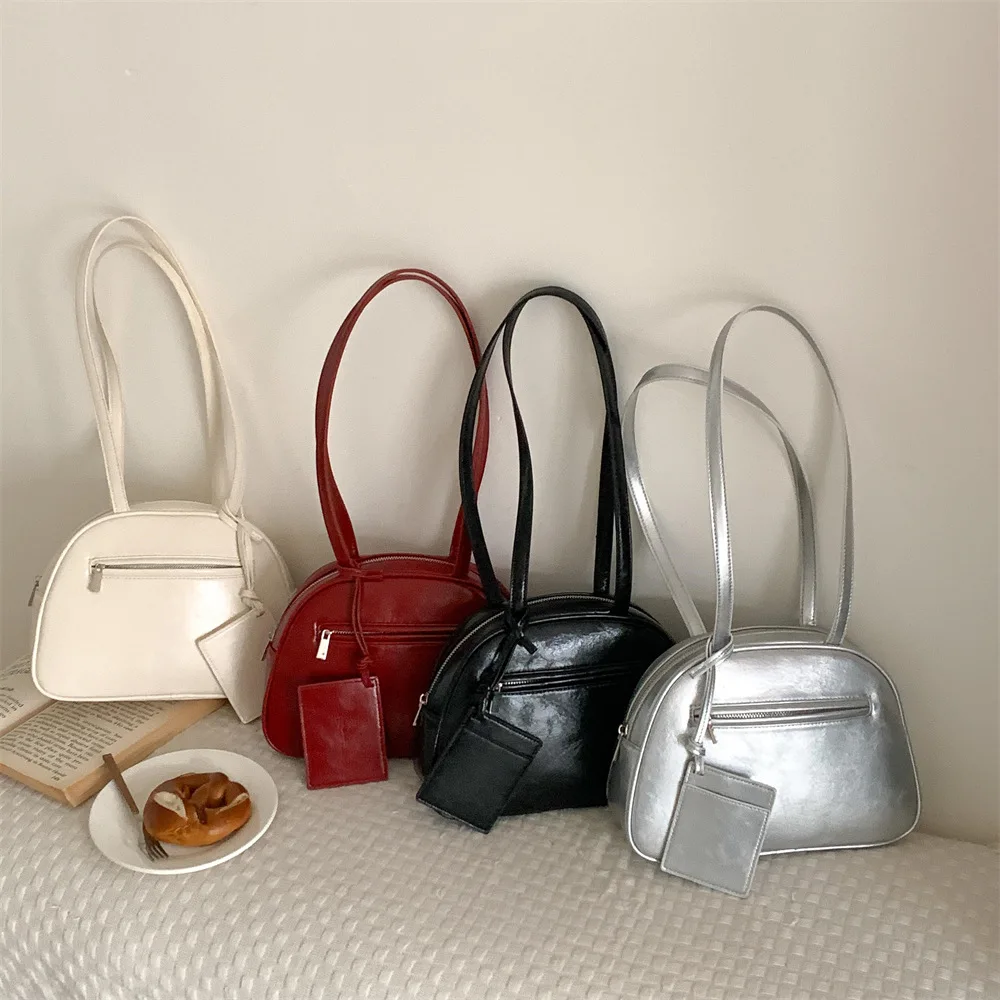 Retro Saddle Bag Fashion Trend Boston Bowling Bag Korean Style Shoulder Bag for Women High-End Feeling Niche Design