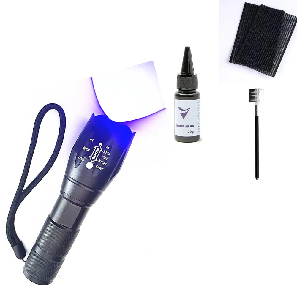 

Набор клеев V-Light, 20 г, клей для наращивания волос, клей для парика, 20 г, клей с УФ-светом, V-light, бесследный инструмент для ленты, инструмент для быстрого прививки волос