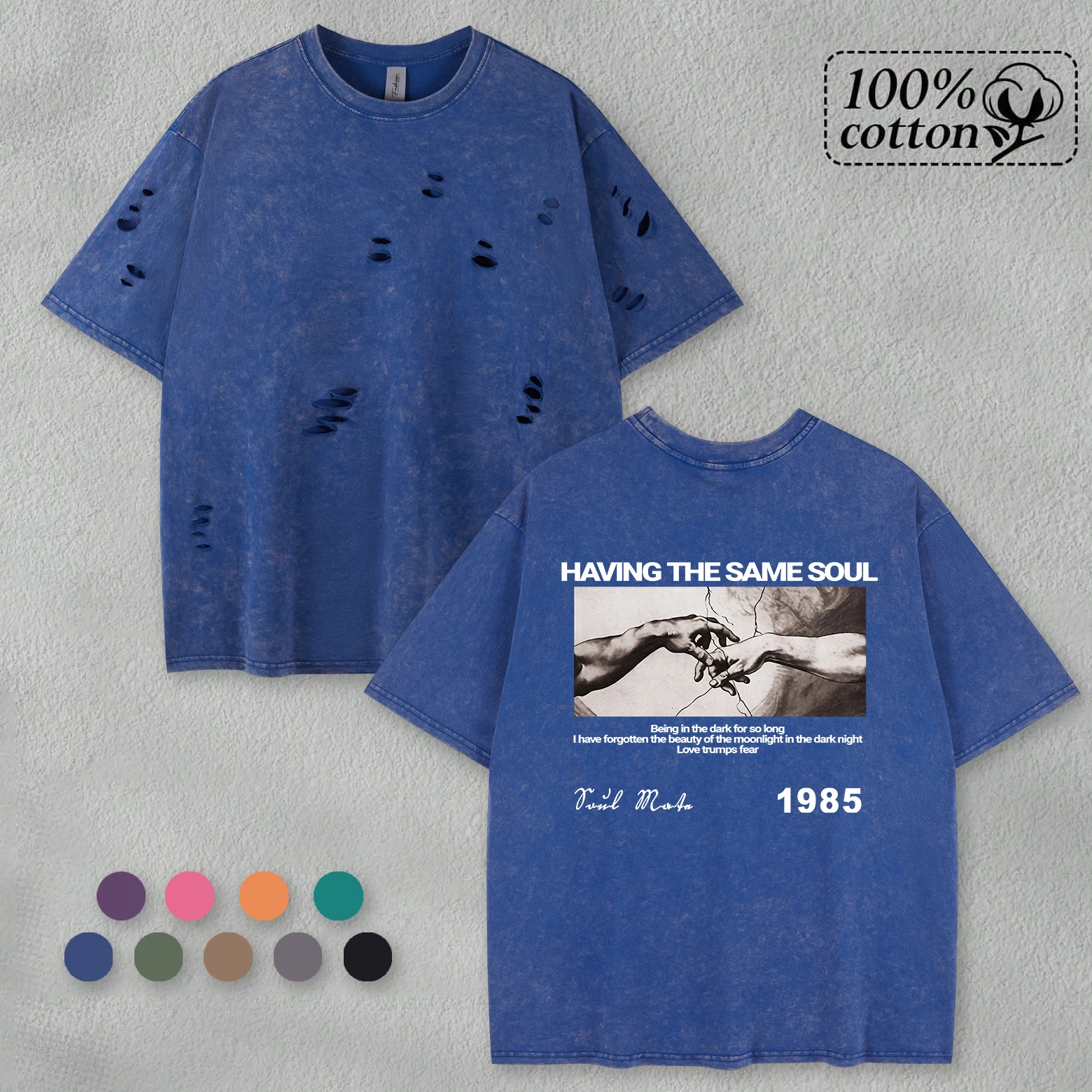 

Мужская футболка с принтом Having The Same Soul, повседневная свободная одежда, свободная хлопковая уличная одежда, дышащие мягкие топы унисекс с отверстиями