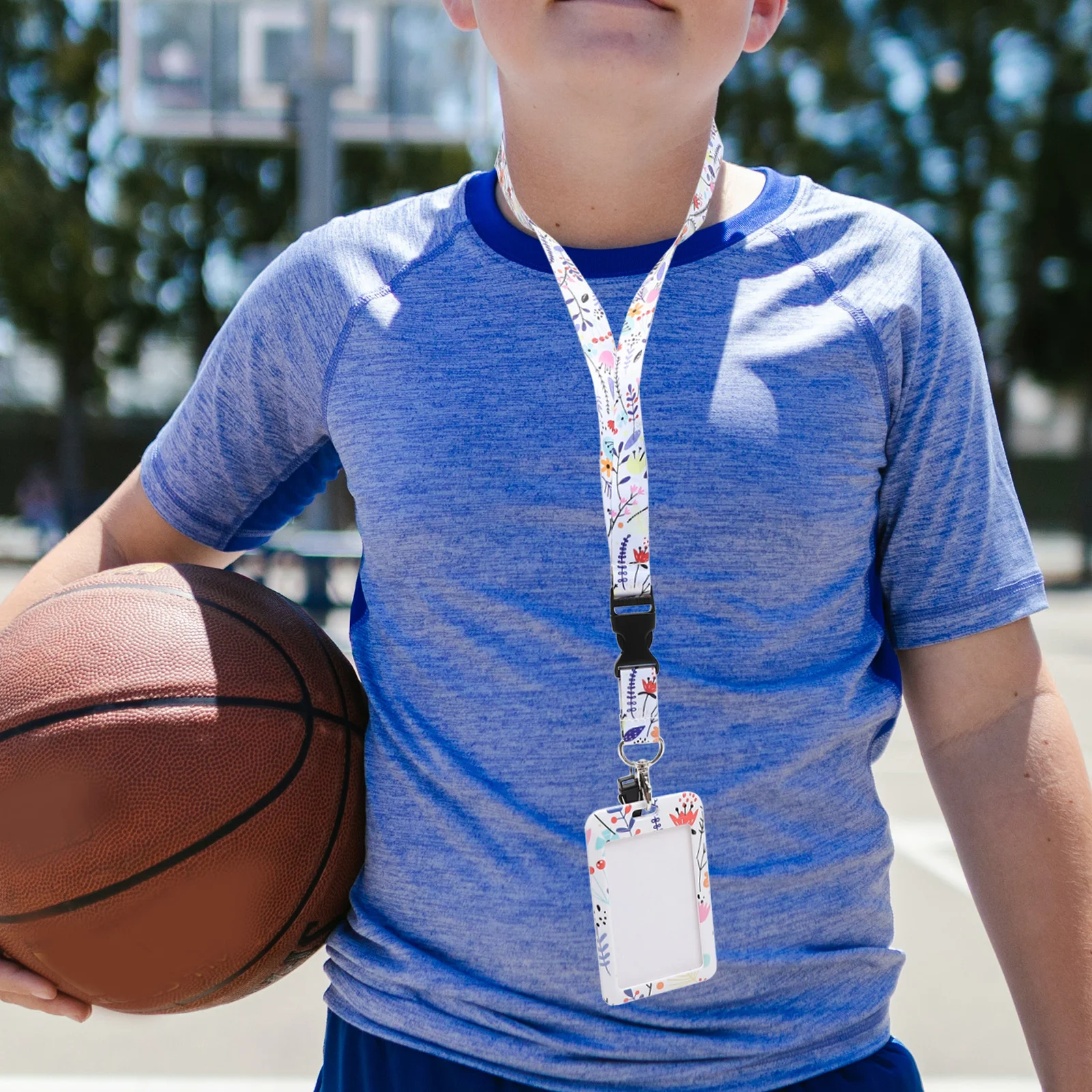 

1Set Flower Pattern Id Card Holder Detachable Lanyard Badge Sleeve Teacher Student Name Tag Holder for School