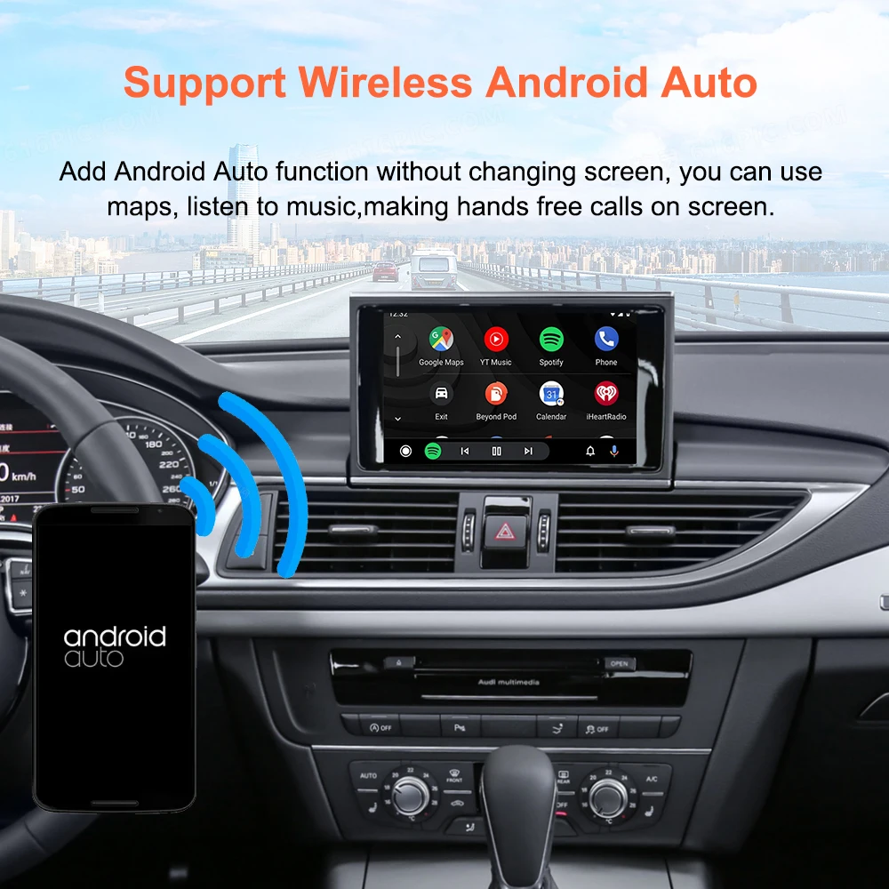 Bonroad Kabelloses Android Auto Modul für Audi A6 A7 RMC 3G MMI MHI2 2012-2018 Carplay Interface Mirror Link Air Play Rückfahrkamera – Detail 5