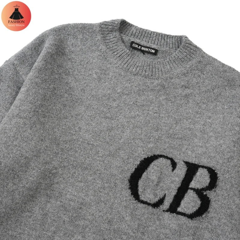 Simple 24SSCole Buxton Logo Letters Loose Jacquard Crew Neck Sweater High Quality 1:1 Mens Womens Wool Sweater Pullover