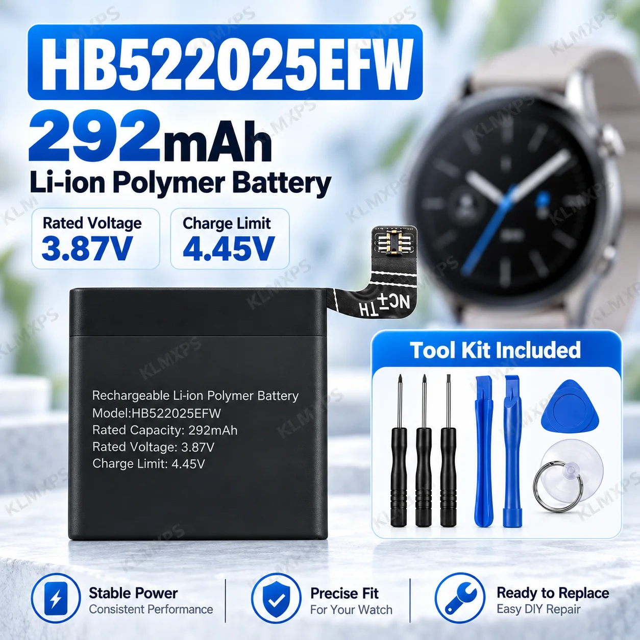 HB522025EFW 292mAh Battery Replacement for Huawei Watch GT3 42mm GT3 Pro 43mm Li-ion Polymer Rechargeable Battery