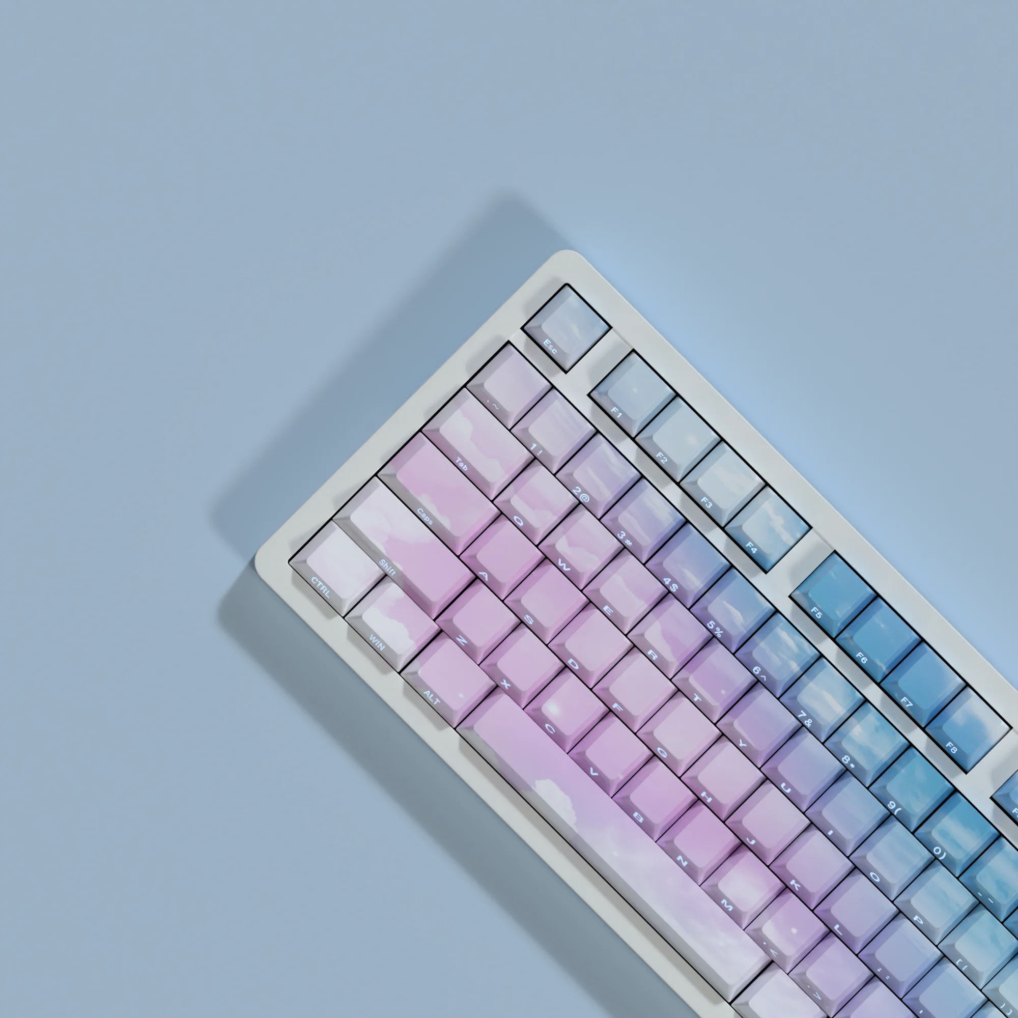 JCM Dreamy Sky Side Print Pbt Keycap Cherry Profile Backlit Through Transparent Letters Big Set Key Caps For Wooting Hi75 A75