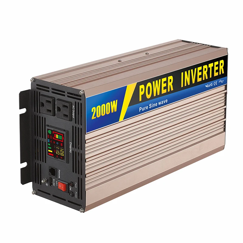 

Multifunctional solar inverter 12V 24 volt to 220 pure sine wave hybrid inverter battery high power converter 2000W