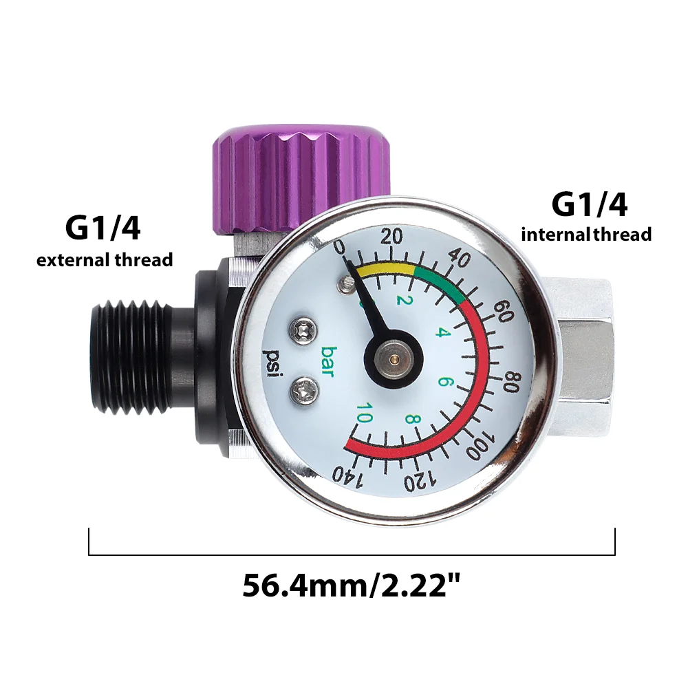 Adjustable Air Pressure Regulator Spray Pneumatic Gun Air Regulator Gauge, G1/4 Universal Interface, for Auto Paint Refinishing