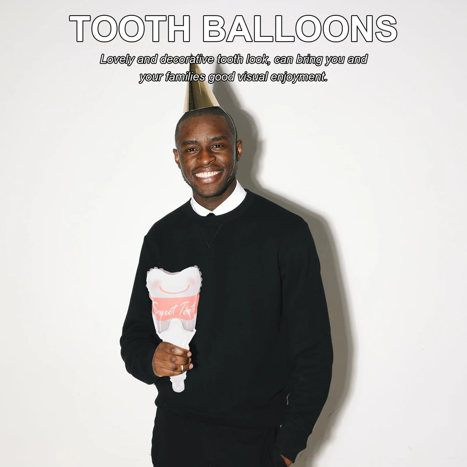 

10Pcs Handheld Tooth Balloon Inflatable Tooth Shaped Balloons Birthday Party Baby Shower Festival Decorations