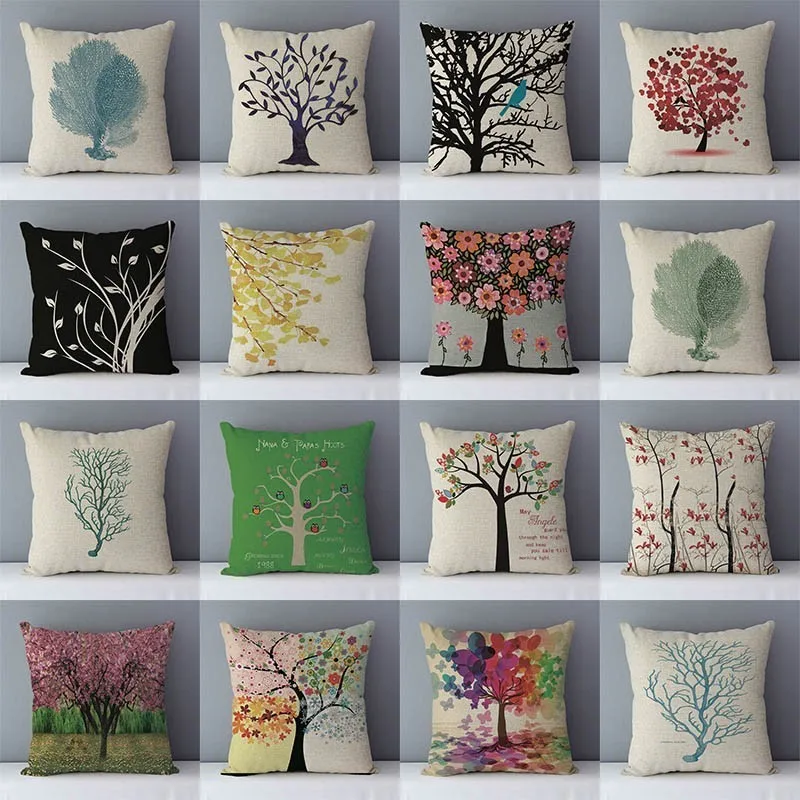 Wholesale plants life trees printed cozy cushion cover for couch bed seat back cushions home decorative pillows 45x45cm  MYJG