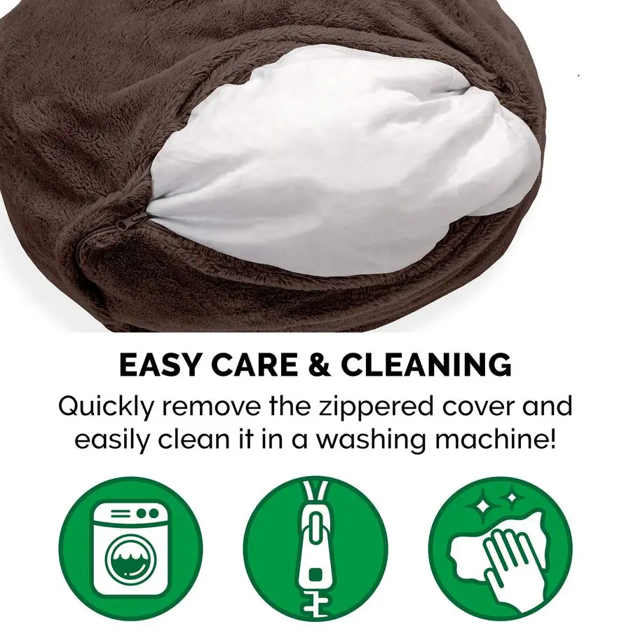 

Soft amp Cozy Dog Bed for Large Medium Dogs, Refillable w Removable Washable Cover amp Liner, For Dogs Up to 55 lbs Plush Faux