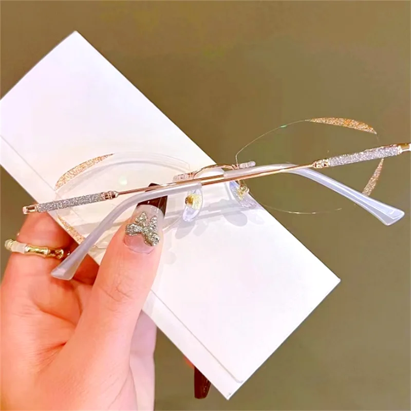 Gafas de lectura de diamante sin montura para hombre y mujer, lentes para presbicia, antiluz azul, cuidado de la visión, dioptrías + 1,0 ~ + 4,0, 1 unidad