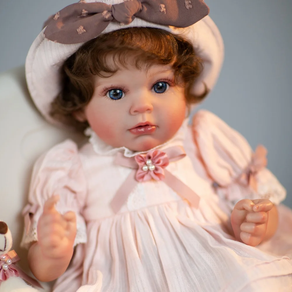 

Cloveray 24 inch reborn baby soft cloth body 46.5cm cute princess girl handmade 3D skin realistic soft touch birthday gift art d