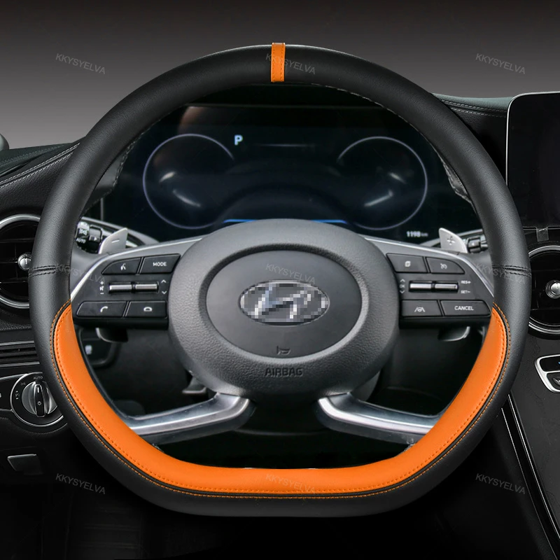 Microfiber Leather D Shape Car Steering Wheel Cover For Hyundai Creta II 2021 2022 Auto Accessories