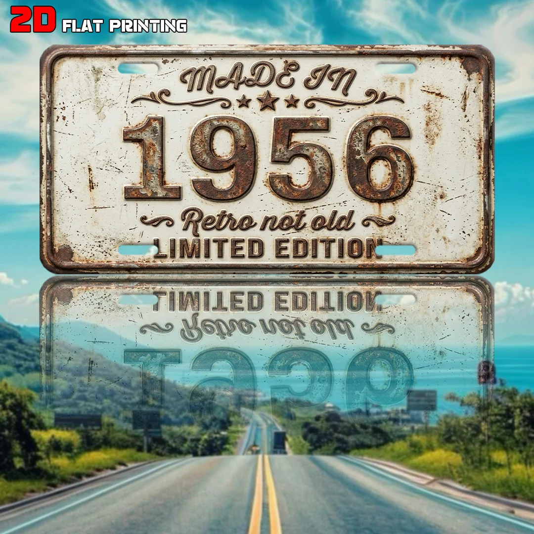 2D Flat, [2D Flat] 1pc, 1956 Limited Edition Retro Aluminum Sign, Home Decor, Birthday Gift (6' X 12'), Garage Decor, Classic De