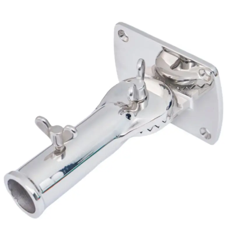 AEE4-Stainless Steel Flag Pole Holder - 180 Degree Rotatable Adjustable Bracket For Outdoor Use