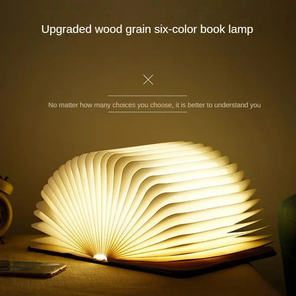 

Portable 3 Colors 3D Book Night Light Wooden 5V USB Rechargeable Foldable Desk Table Lamp Decoration