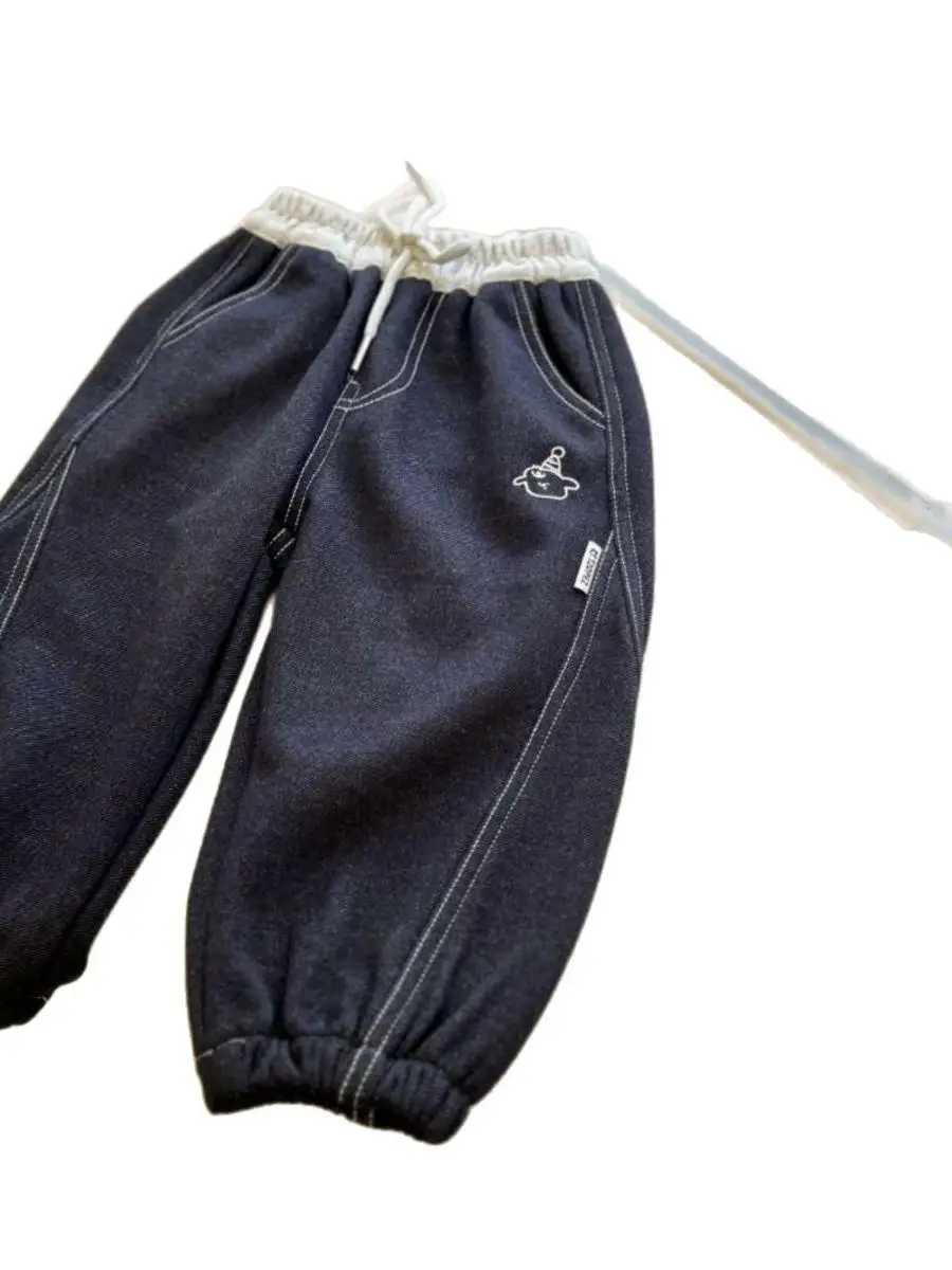Faionable Winterjongensjeans met voering en elastische taille Warme trendy lange broek Kinderkleding Koreaanse Sle kinderbroek