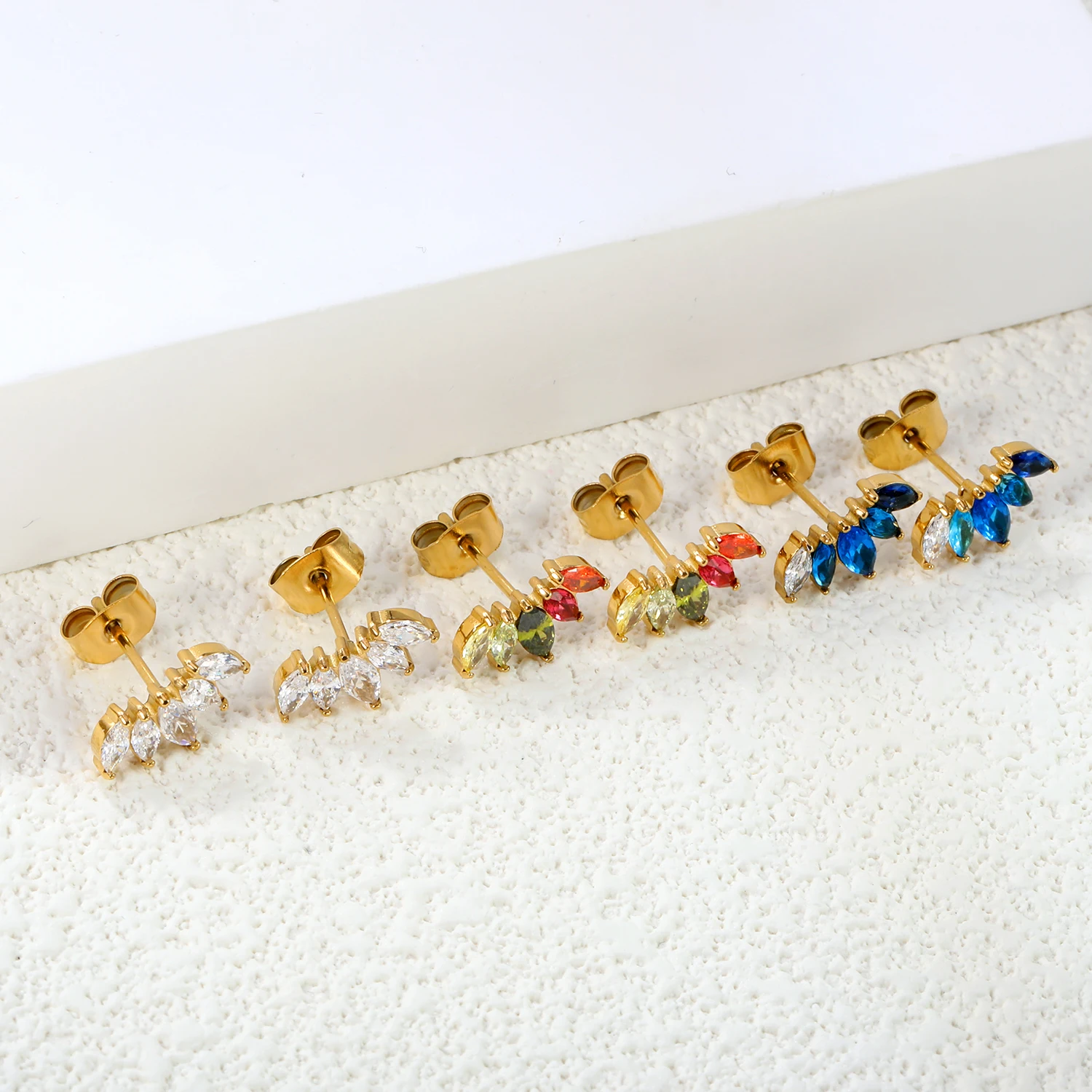 ASONSTEEL Prachtige Kleurrijke Zirconia Hanger Ketting Stud Oorbel Roestvrij Staal Voor Vrouwen Sieraden Mode Accessoires