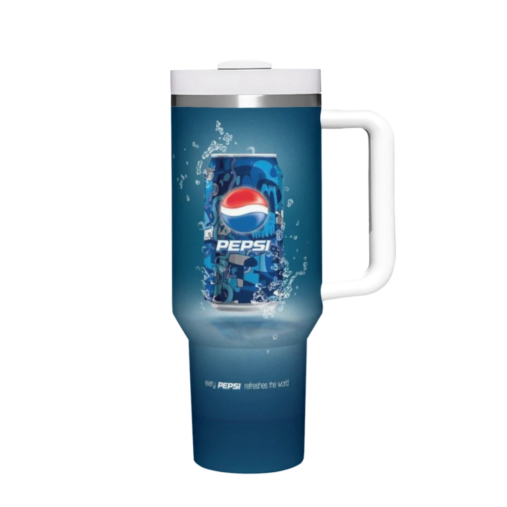 

P-Pepsi 40 Oz Ultimate Tumbler with Handle and Straw Vacuum Insulated Tumbler with Straw and Lid Stainless Steel Travel Mug