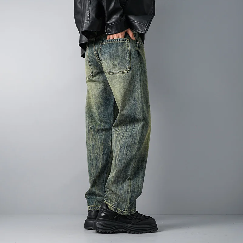 

Men's Classic Loose Vintage Washed Jeans Comfortable Casual Denim Pants