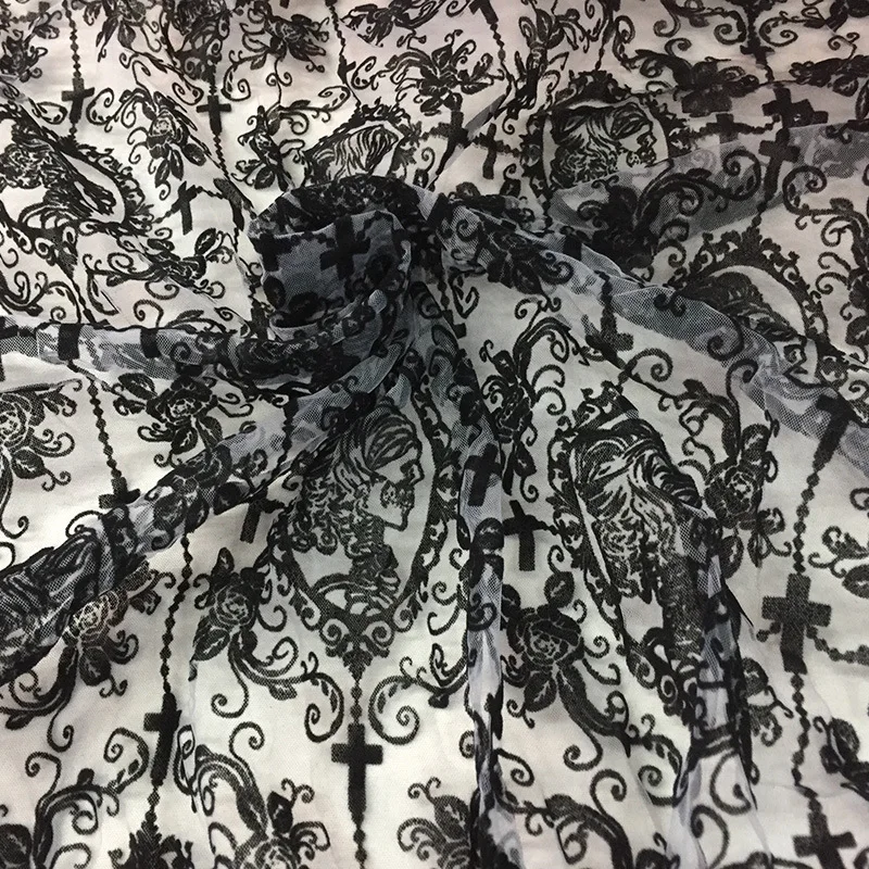 

Gothic Black Lace Fabric Mesh Gauze DIY Women Dress Couture Materiel Accessoires Couture Sewing Accessories Lace Fabric 5 Yards