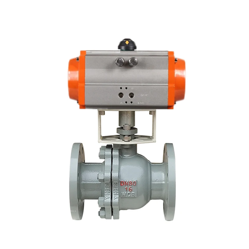 DN125 5 inch carbon steel WCB Spring return Pneumatic Actuator PTFE seated flange Pneumatic 2pcs Ball Valve