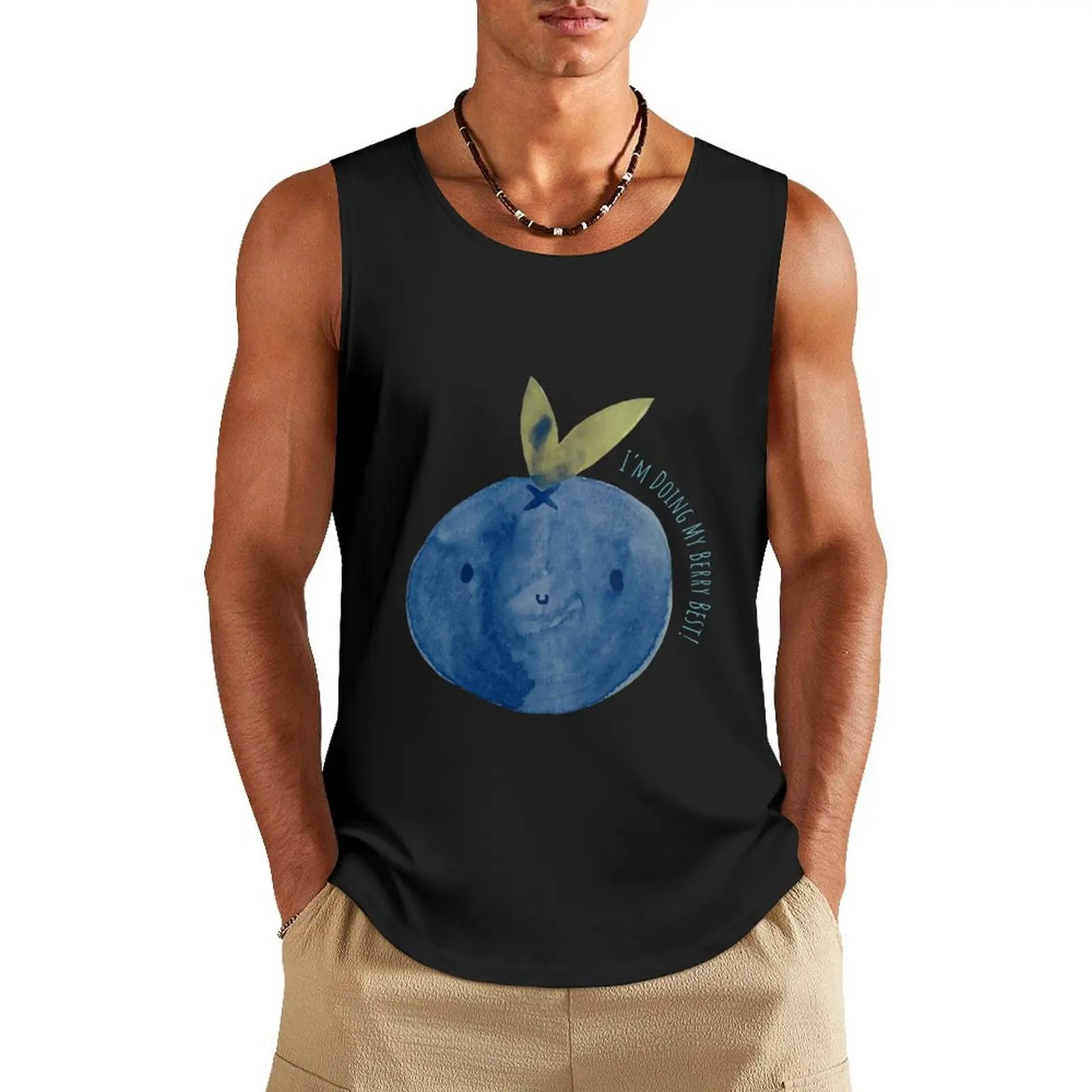 

Punny Blueberry Tank Top Fitness men clothing gym training accessories t shirt