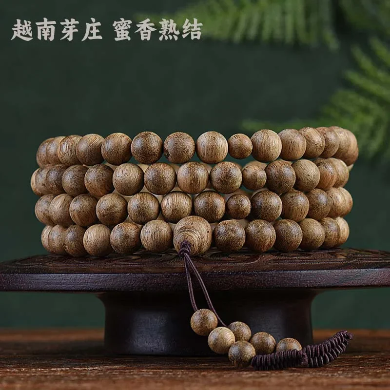 Agarwood honey fragrance nine points submered wooden Prager beads bracelet 9mm1 natural old material Vietnam