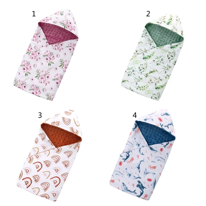 Newborn Swaddle Wrap Hat Baby Receiving Blanket Bedding Cute Floral print Infant Sleeping Bag Quilt for 0-6M Baby Accessories