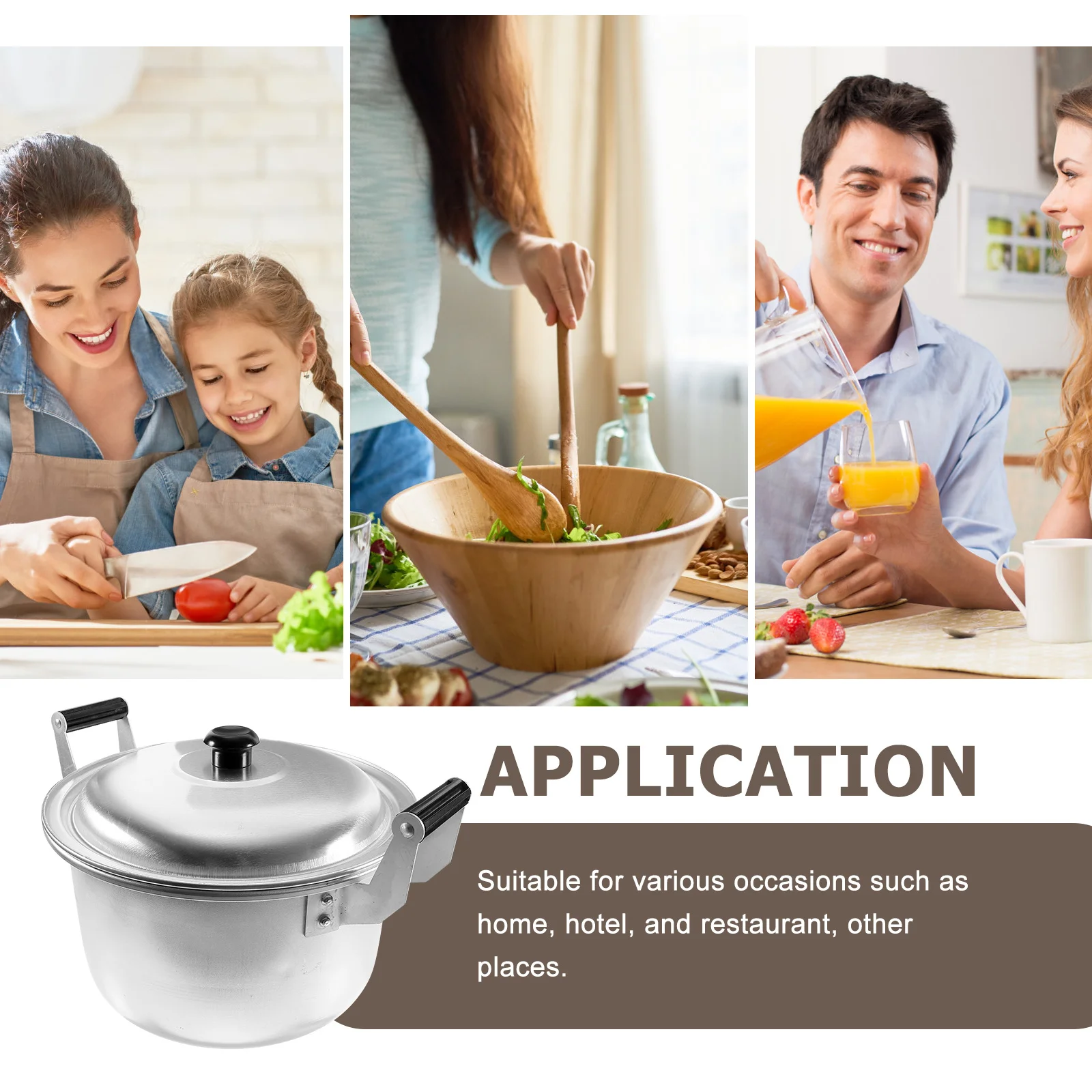 

Кастрюля из алюминиевого сплава, большая емкость, утолщенная суповарка, кухня, ресторан, кастрюля для рисовой лапши с двойной ручкой и крышкой