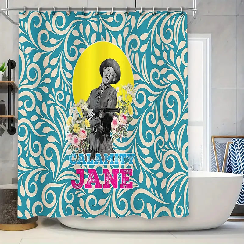 

Vintage Cowboy Shower Curtain Western Rustic Farmhouse Bathroom Decor Backdrop Wild West Theme Stall Door Cover