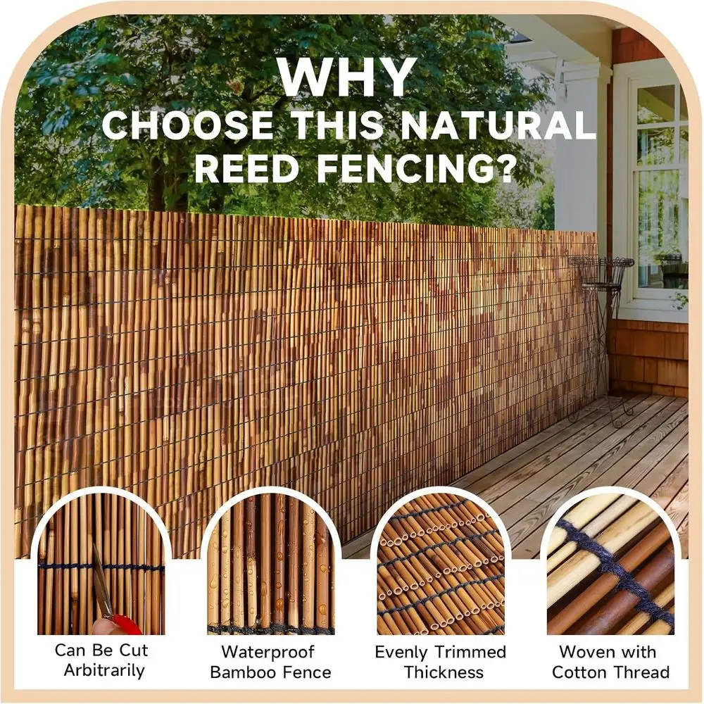 ستارة سياج للشرفة الخارجية باللون البني بطول 4 أقدام × 16.4 قدم للفناء الخلفي