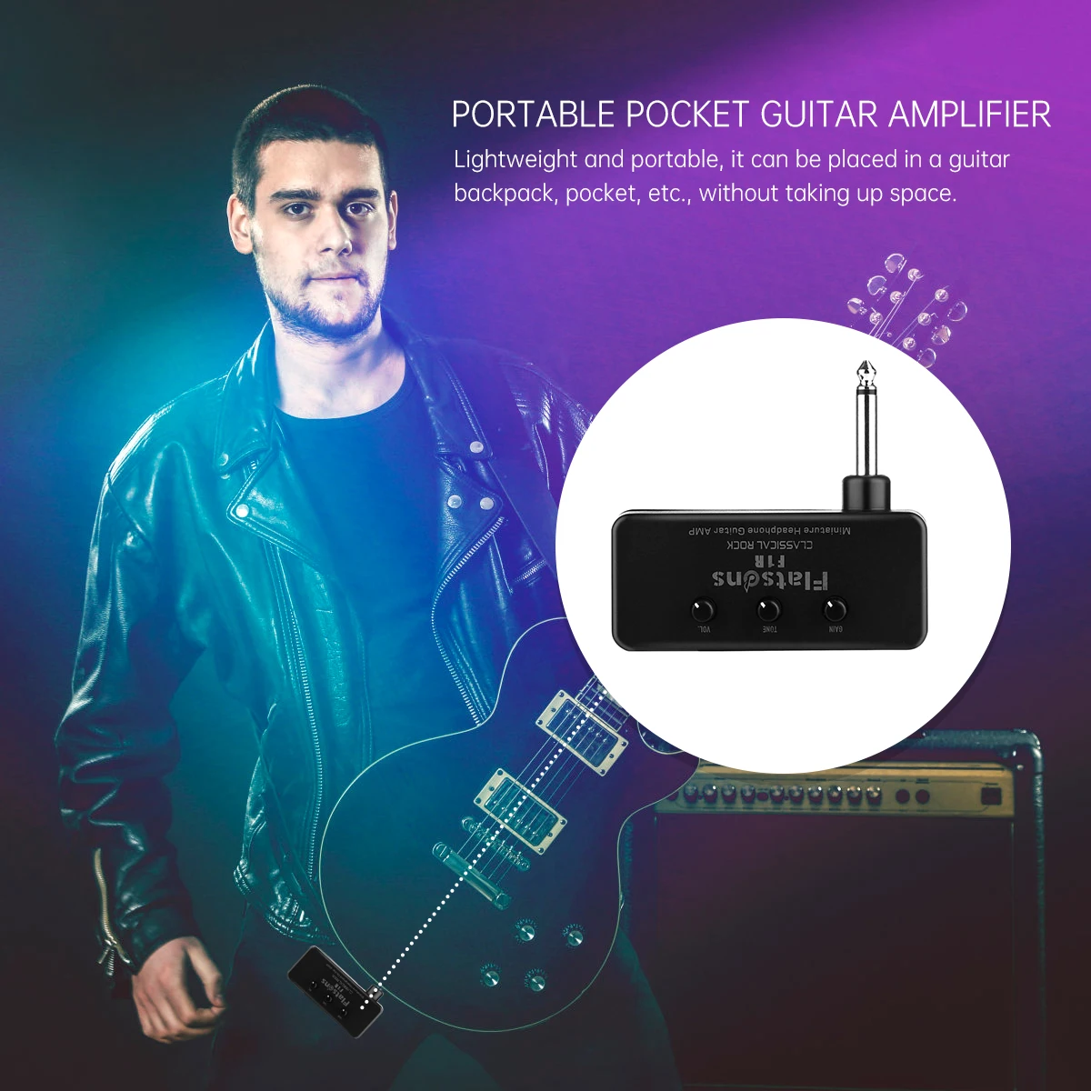 

Portable Mini Audio Electric Guitar Amplifier Durable Travel Effects Bass Preamp Headphone Miniature Amp Lightweight Practical