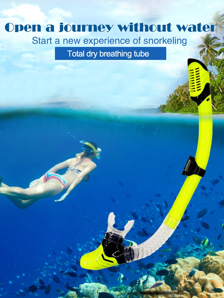 Tubo de respiración en seco con esnórquel de silicona profesional para adultos, Ideal para nadar, bucear, snorkel y deportes acuáticos