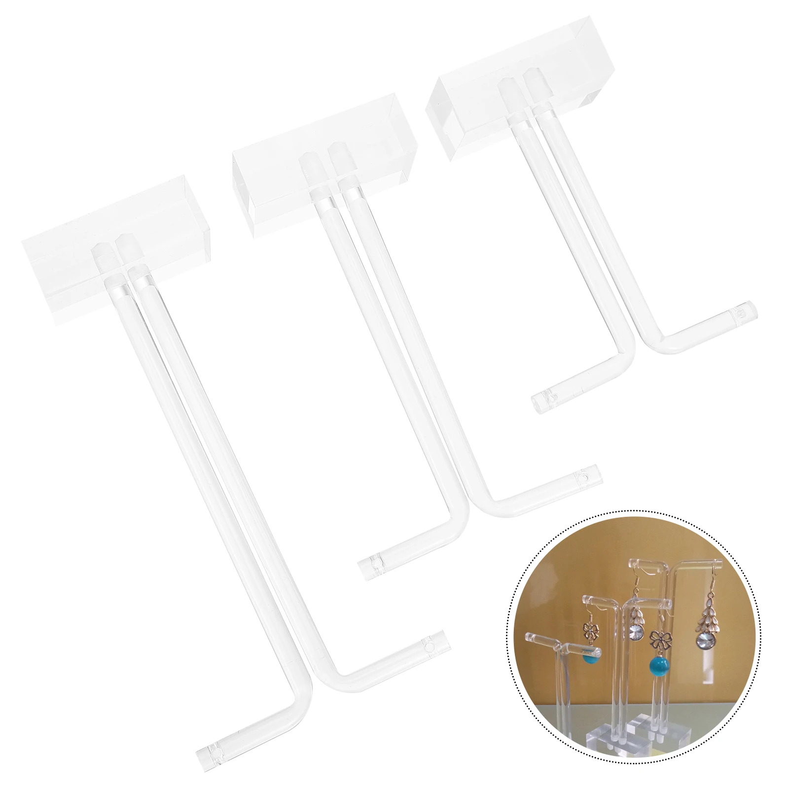 

3 pcs Earring Display St Acrylic T bar Racks Durable Storage Jewelry Showcases boutiques Accessories Presentation earring