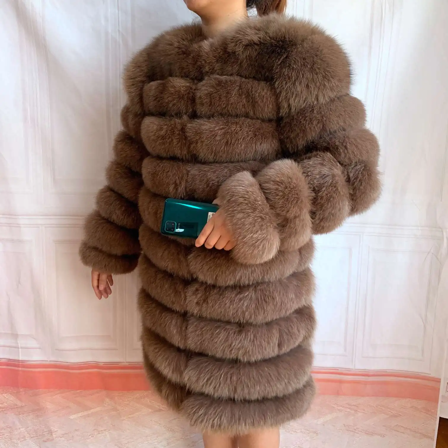NEW 4in1 Real Fox Fur Long Coat Winter Coat for Women Jackets Vest Winter Outerwear Women Fox Fur Coat High Quality Fur Clothes