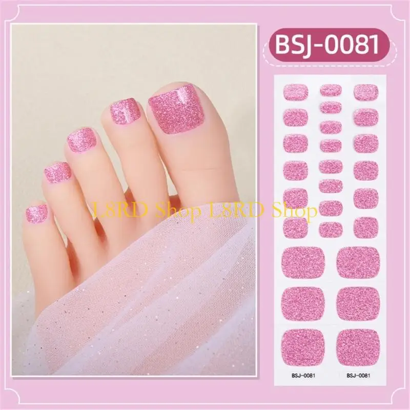 L8RD Solid Color Toenail Polish Strips Toenail Stickers Full Wraps Semi Cured Gel Toenail Strips DIY Toe Wraps