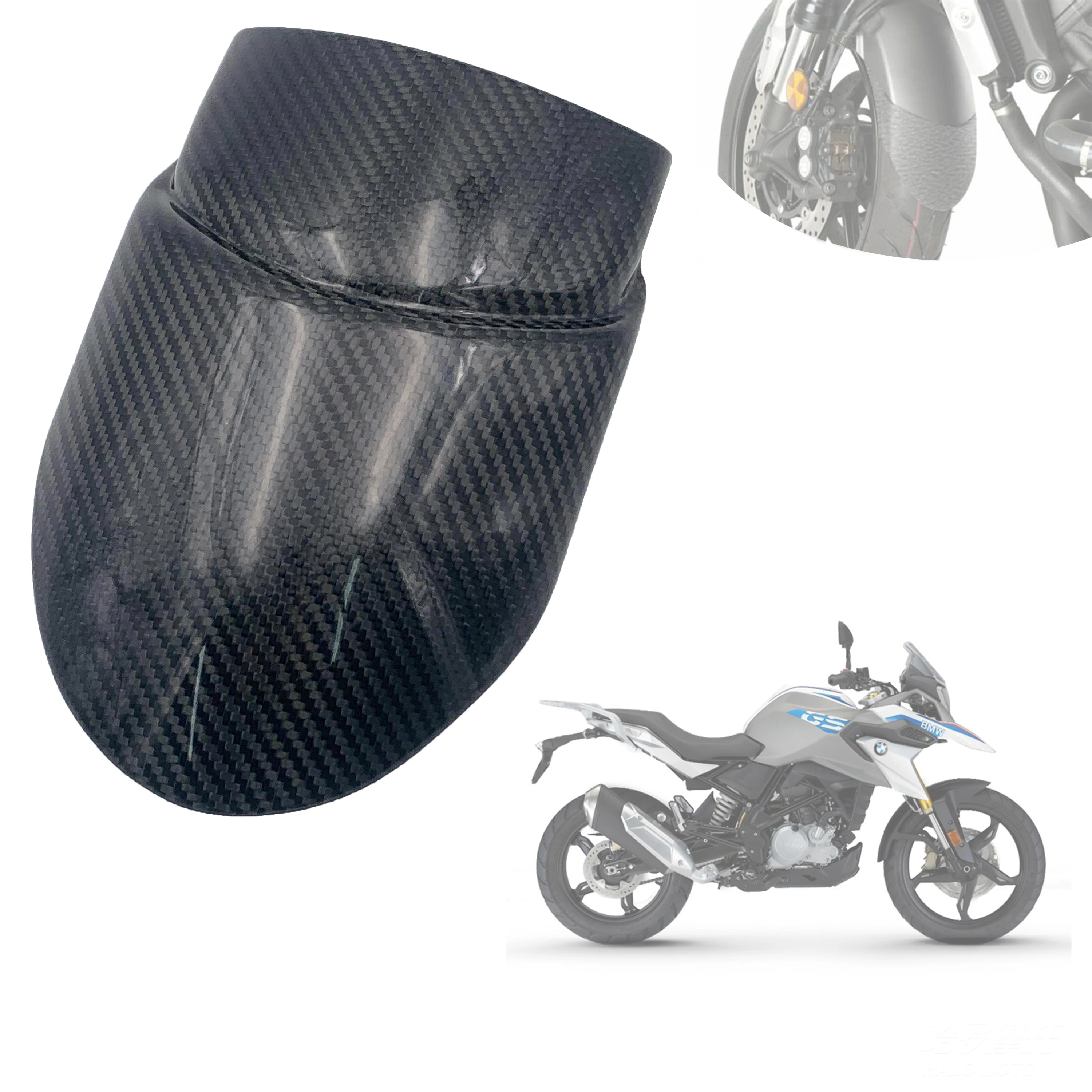 

Motorcycle Real Carbon Fiber Front Fender Extender Fairing Injection Molding Parts Mudguard Splash Guard For BMW G310GS G310R