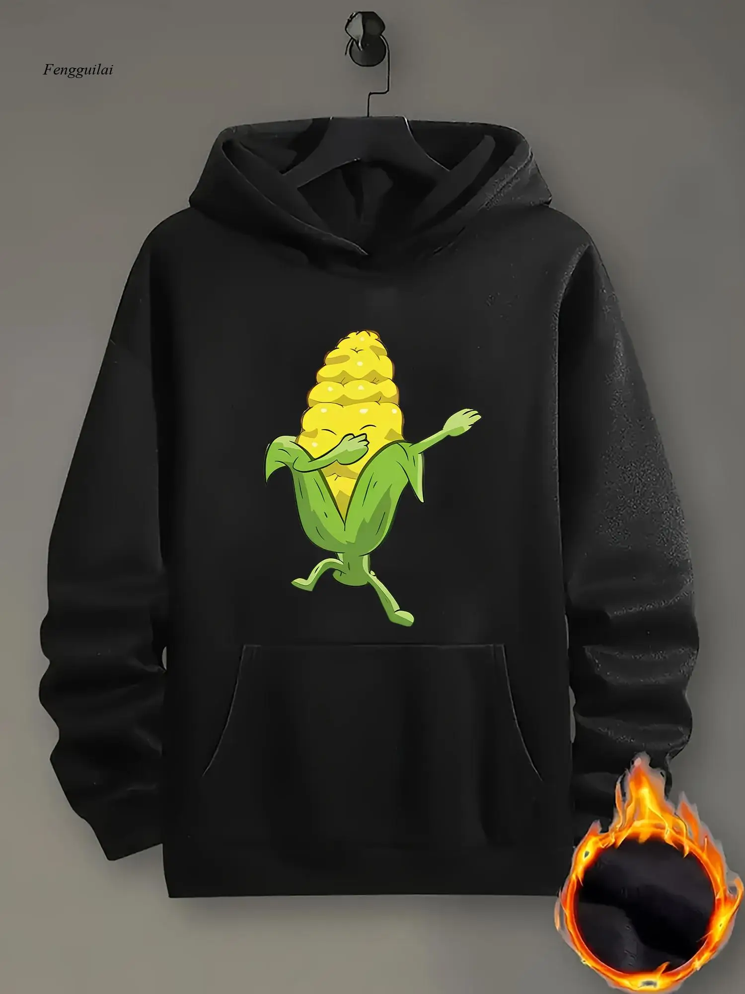 

Толстовка с капюшоном — толстовка с забавным кукурузным дизайном, светло-серая с зеленым ядром, свободный пуловер для повседневного повседневного и праздничного ношения