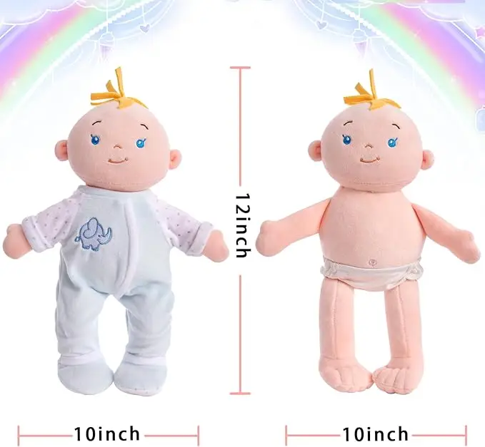 12 Inch Soft Boy Doll - First Doll Plush Rag Doll Sleeping Cuddle Buddy Blue Set Asian Doll Kids Toy