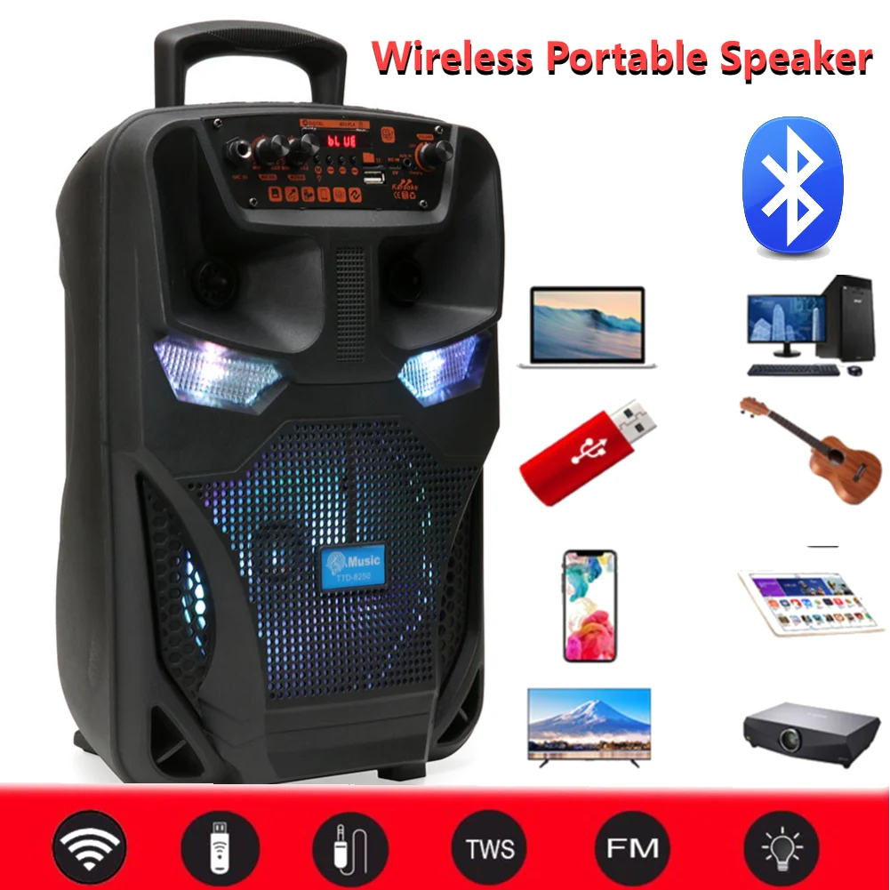 1500mAh Bluetooth Speaker Sound Box Wireless Portable Speaker with Remote Control & Microphone for Outdoor Home Party Travel