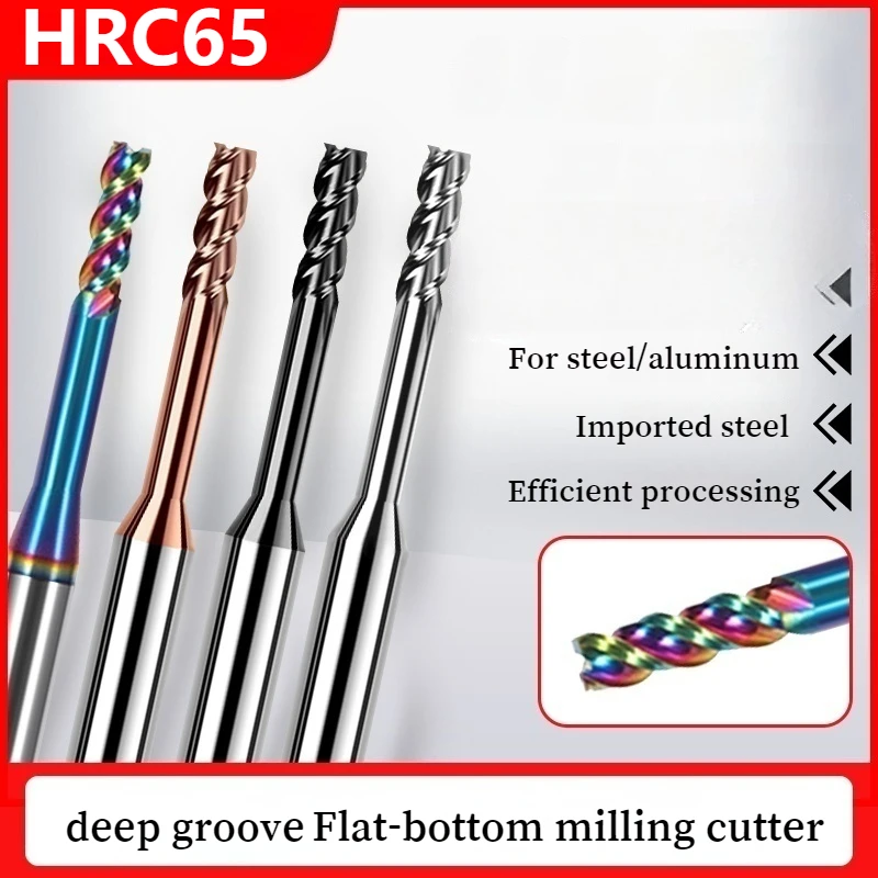 

1pc Hrc65 2/3/4 Flute Tungsten Carbide End Mill Milling Cutter Cnc Routerbits Long Flute Endmills 1mm 1.5mm 2mm 2.5mm 3.0mm