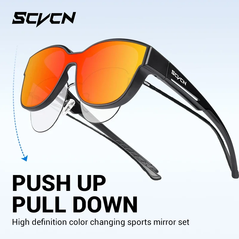 Scvcn Herren Outdoor-Sportbrillen Photochrome Überbrille UV400 Winddichte Korrekturbrillen Sonnenbrillen Damenbrillen