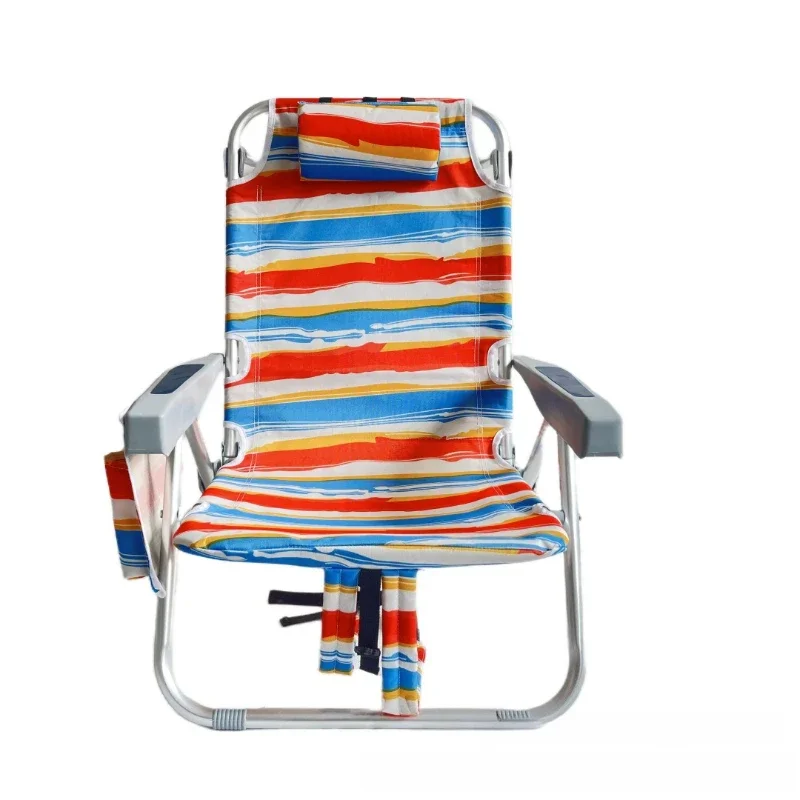 

Aluminum tube double ice bag Brazilian chair outdoor beach camping chair with pillow 5-gear adjustment can sit or lie down